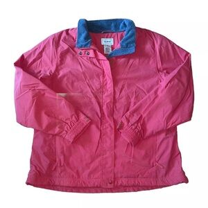 L.L. Bean Fleece Lined Pink Waterproof Coat/Jacket Women’s Size: XL‎